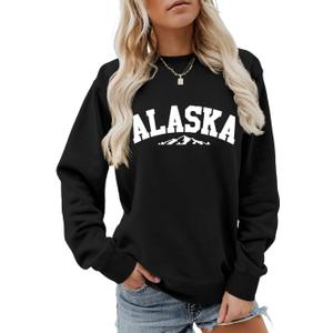 Alaska Sweatshirt Retro Mountain Graphic Shirt Vintage Alaska Sweater Women Casual Crewneck Long Sleeve Pullover Tops (XX-Large, 10)