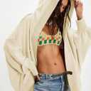 Women Oversized Hoodie Cardigan Jacket Casual Open Front Raglan Sleeve Sweatshirt 2026 Outfits with Pockets (Beige, XL)