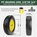 Taifa 2 PCS 16 Inch 4.80/4.00-8 Rubber Solid Flat Free Tires and Wheels, with 5/8'' & 3/4'' Bearings, Air Less Wheel for Wheelbarrow/Wagon/Hand Truck/Trolley/Garden Cart etc.