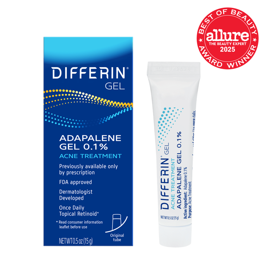 Differin Acne Treatment Gel, 90 Day Supply, Retinoid Treatment for Face with 0.1% Adapalene, Gentle Skin Care for Acne Prone Sensitive Skin, 45g Pump 
