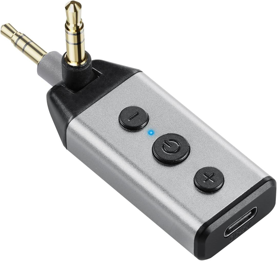 1Mii B04 Bluetooth 5.4 Receiver for Car, 3.5mm Jack AUX Bluetooth Car Adapter, Wireless Audio Receiver for Home Stereo with Volume Control, Hands-Free Clear Call, 16H Battery Life (RX Only)