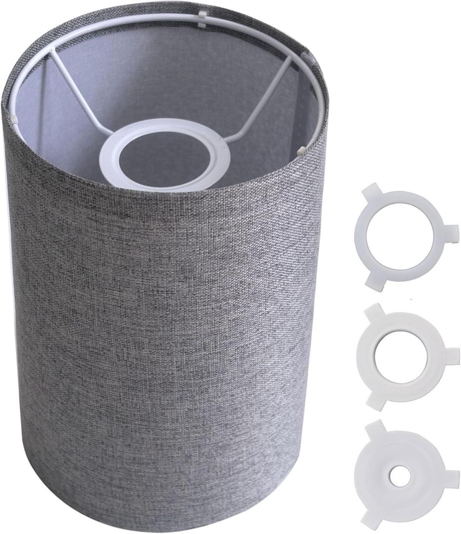 Cloth Lamp Shade Round lamp shade Natural Linen Lamp Cover Small Table Lamp Cover for decorate Table Lamp and Floor Lamp (Light Grey Round)