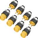 Extension Cord Electrical Wire Repair End 15 Amp, 125 Volt | 4 Sets Male Female 3-Prong Grounding Replacement Connectors Set | Safety-Rated Connection | Triple-Drive Screws for Easy Installation. (Yellow/Black)