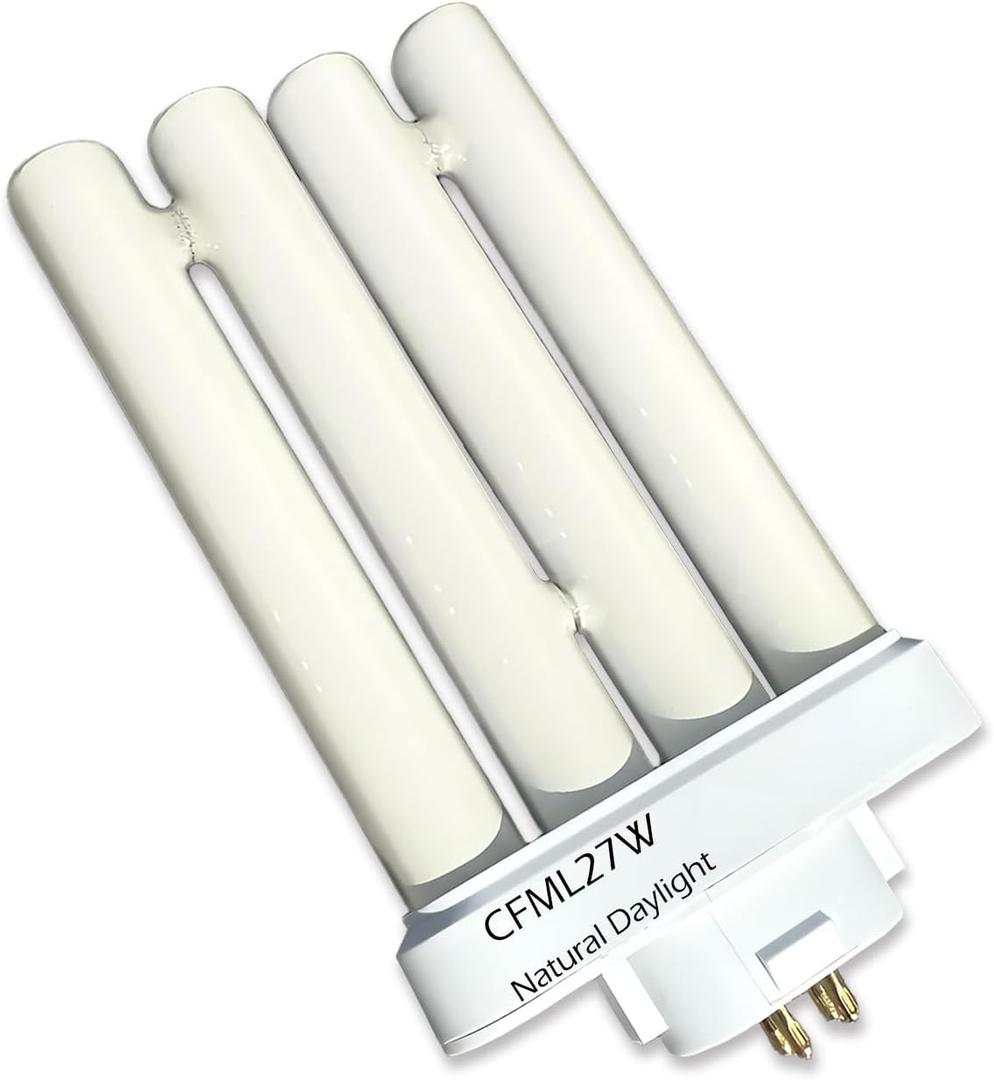 CFML27VLX Full Spectrum Fluorescent Bulb, 6500K Natural Daylight Replacement for Verilux 27W Desk & Floor Lamps Light,GX10Q-4 4 Pin Base in a Square