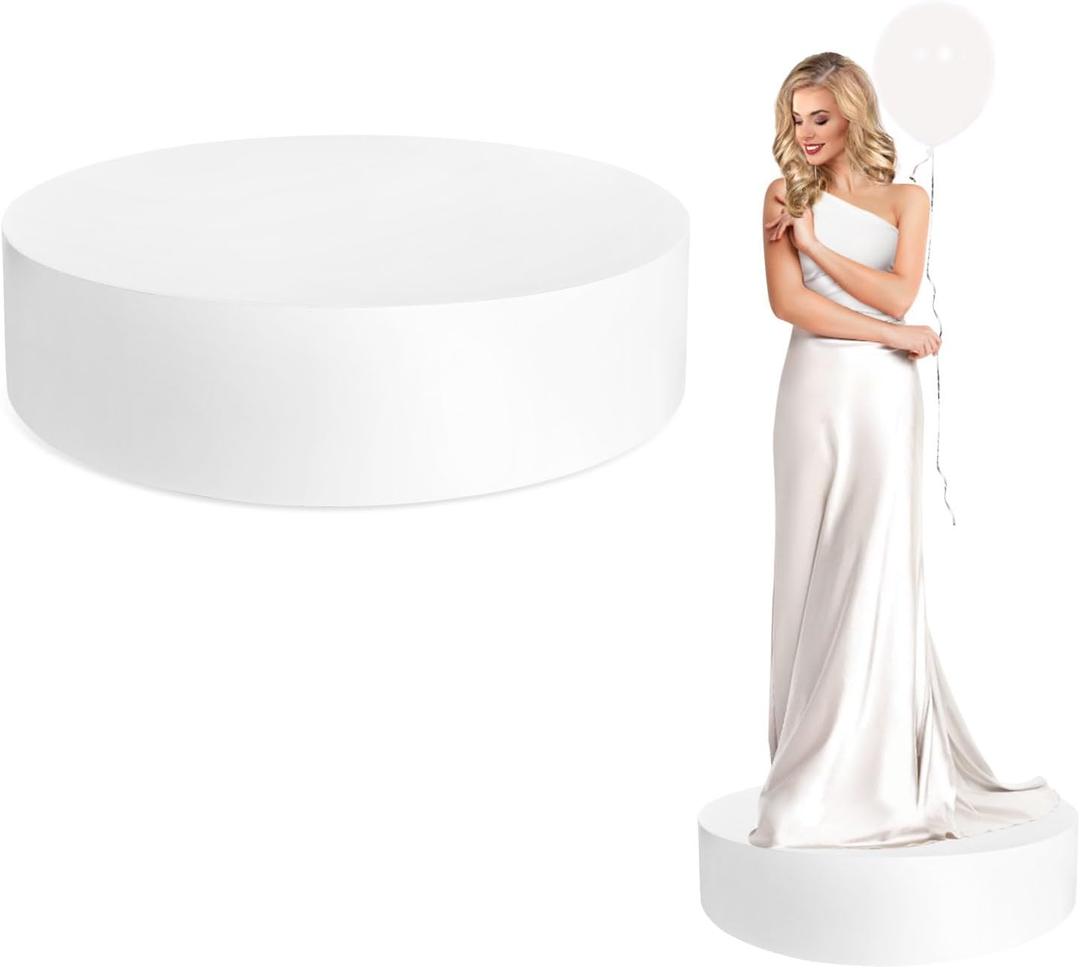 Round Mannequin Display Pedestal Stands 23.6x5.9in, Bridal Shop Cylinder Plinth Raiser, Wedding & Party Decoration - Platform Base for Jewelry Display- Round Stage Platform for Events