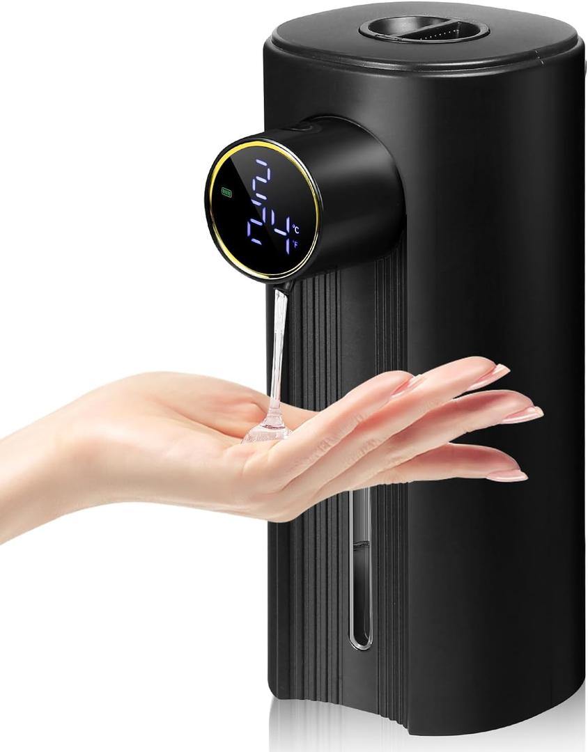 Automatic Soap Dispenser Liquid Bathroom: Black Plastic Rechargeable Modern Touchless Countertop 5 Adjustable Auto Smart Electric Soap Dispenser - Kitchen - Hand Dish Lotion Couple Kids