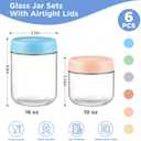 DRKIO 10 & 16 Oz Overnight Oats Containers with Lids - 6 Pack Glass Storage Jars with Airtight Lids Wide Mouth Mason Food Jars Great for Meal Prep Salad Chia Puddirg Snacks Yogurt Sugar Spice Cereal
