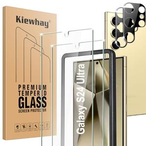 Kiewhay Tempered Glass Compatible with Samsung Galaxy S24 Ultra 5G Screen Protector 6.8'', 2 Pcs Screen Protector + 2 Pcs Camera Lens Protector, [Not for Galaxy S24 5G] 99.99% HD Glass Film - 4 Pcs, Set Of 2