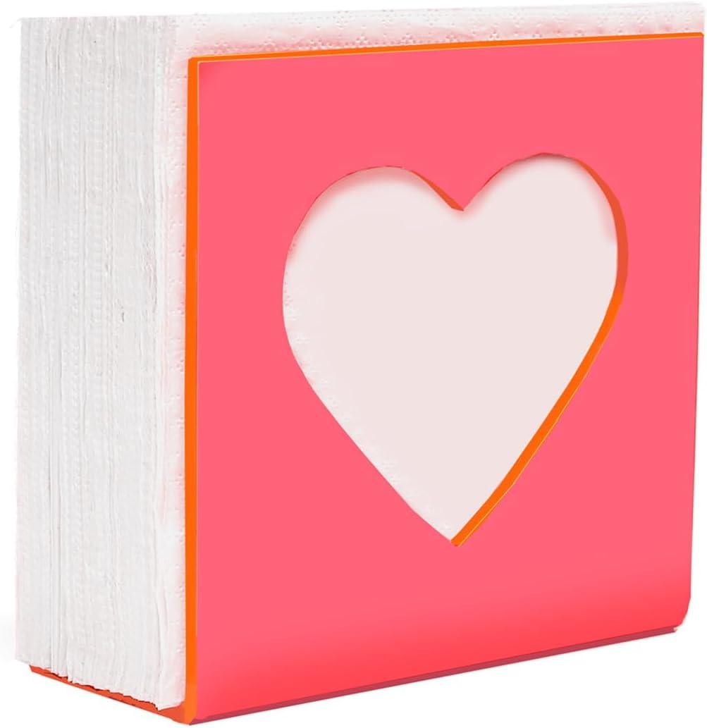 ROYALITA Valentine's Day Acrylic Heart Napkin Holders for Tables - Cute Napkins Holder Dining Table Decorations, Pink Anniversary Decor Cafe Pop Cute Table Gifts, for Office, Kitchen, Restaurant, Bar
