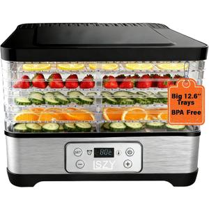 Food Dehydrator Machine-Dehydrators for Jerky Beef Fruit, 300W 158 Temperature Control & 24H Timer Food Dryer with 5 BPA-Free Trays Fruit Dryer for Herb, Fruit, Dog Treats (Black)