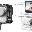 Aluminum Frame Cage with Lens Silicone Corver Case and Screen Protector for Insta360 GO 3,Metal Protective Durable Housing Case with Cold Shoe Mount (Model Number 1)