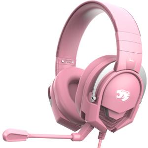 A88 Gaming Headset with Microphone, Stereo Wired Noise Cancelling Over-Ear Headphones with Mic for Pc, Ps5, Xbox One Series X/s, Ps4, Computer, Laptop, Mac, Nintendo, Gamer (Pink)