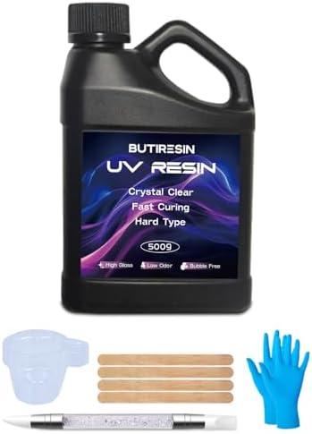 ButiResin 500g UV Resin, UV Resin Clear - Fast Curing, Crystal Clear, Odourless, Low Viscosity & Hard Type, UV Resin Kit for DIY Jewelry Making, Casting, and Coating Crafts