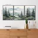 SAFERRYHOME Foggy Green Forest Wall Art, Misty Pine Tree Framed Canvas Wall Decor, Nature Landscape Painting Woodland Prints, Modern Mountain Artwork Picture for Living Room Bedroom Office, 20"x28"x3, 20"x28"x3 Panels