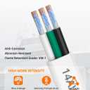 CONEPY 14 Gauge Marine Wire, 14/ 3 Triplex Marine Grade Cable, IP68 Waterproof/ Oxygen-Free Tinned Copper Stranded PVC 14 AWG Wire for Boat, Automotive, RV, Solar, LED Strips (100FT/ 30M)