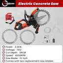 3200W Electric Concrete Ring Saw 16 Inch, 110V 4000RPM Wall Cutting Machine with Water Fed Dust Suppression & 2 Blades, 29CM(11.4 Inch) Cutting Depth, for Concrete Stone Granite Masonry