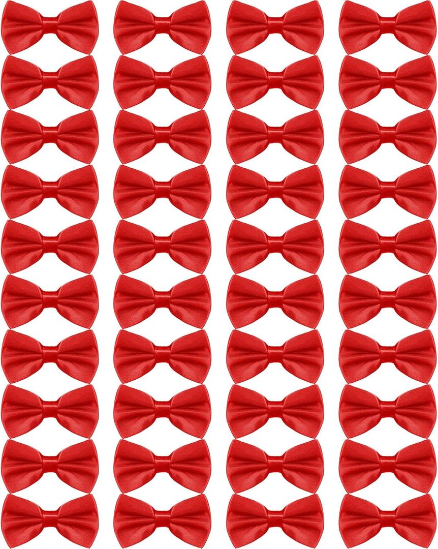 JaGely 40 Pcs Men's Bow Ties Pre Tied Tuxedo Formal Adjustable Clip On Bow Satin Bowtie for Men Costume Wedding Party (Red)