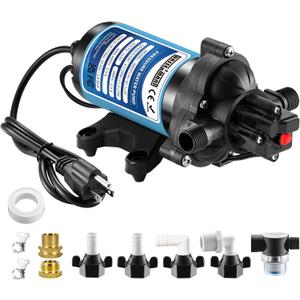 WASSERMANN Water Pressure Booster Pump 115 Volt AC 4.5GPM 55PSI,Water Pump Self Priming Diaphragm Pump with Pressure Switch for Kitchen Bathroom Marine Yacht Garden