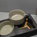 SPUNKYJUNKY Ceramic Dog and Cat Bowl with Wood Stand Non-Slip Matte Glaze Weighted Food Water Set for Cat Medium Dog 28.7 OZ (3.6 CUPS)