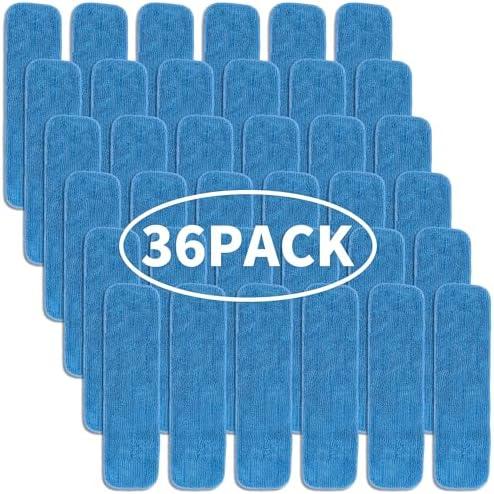 Matthew 18'' 36Pcs Microfiber Spray Mop Replacement Pads Heads for Wet Dry Floors Reusable Home Commercial Cleaning Refills, Machine Washable Fits Compatible with Bona Mop & Most Spray Mops Blue