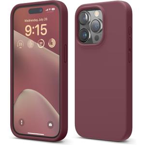 elago Compatible with iPhone 15 Pro Case, Liquid Silicone Case, Full Body Protective Cover, Shockproof, Slim Phone, Anti-Scratch Soft Microfiber Lining, 6.1 inch (Burgundy)