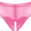SEAUR Women Sexy Metallic Panties Shiny Booty Underwear Latex Leather Pvc Shorts Cheeky Bottom (Pink, L)