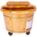 Wooden Foot Bath with Wheels,Wooden Foot Basin with Lid,Wood Foot Bath Bucket,Tina para Pedicure Tub Foot Spa MassageHousehold Thicken Foot Soak Tub