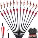 18 20 22 Inch Carbon Crossbow Bolts and Crossbow Broadheads Set,12 Pcs Hunting Carbon Arrows for Crossbow with Broadheads 12 Pcs for Hunting Crossbow Arrows