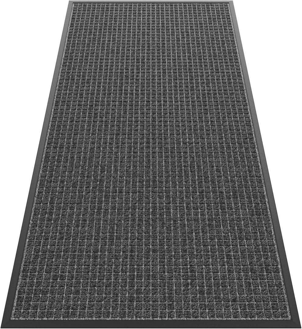 Sturdy Front Door Mat Outside Entrance, 6' x 3' All-Season All-Weather Doormat Waterproof, Stain and Fade Resistant, Natural Rubber Indoor Outdoor Welcome Door Mat Trap Dirt