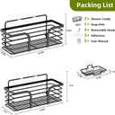 Yougai Shower Caddy, Shower Organizer with Soap Holder and Hooks, Rustproof Shower Shelves, No Drilling Bathroom Organizers and Storage, Wall-Mounted Kitchen & Home Decor (Black)