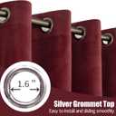 YoungsTex Burgundy Velvet Blackout Curtains for Living Room, Thermal Insulated Drapes with Grommet Privacy for Bedroom Decorative, 2 Panels, 52 X 80 Inch