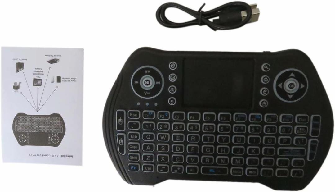 Backlit Wireless Keyboard with touchpad Mouse 2.4GHz Universal Remote Controller Rechargeable li-ion Battery for Android Tv Xbox, Windows, IPTV, Playstation, PS4, Roku, Firestick 3 Colors keypad