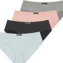 PUMA Womens Cheeky Underwear  Lightweight Seamless Bikini Underwear for Women, 4-Pack - Large