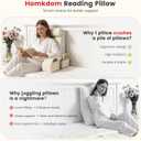 Homkdom Reading Pillow for Sitting in Bed Adult, 20" Back Pillow for Bed Sitting up with Armrests & Storage Pockets, Ergonomic Wedge Pillow for Watching TV, Gaming, Working, Recovery, 5PCS, Beige