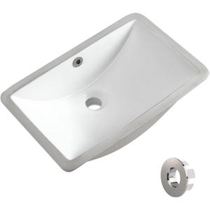 Undermount Bathroom Sink 18.7"X11.9" Inch White Rectangular Porcelain Ceramic Vanity Basin with Overflow KARAMAG