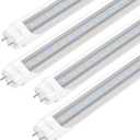Fluorescent Light Bulbs 48 inch T8 LED Bulbs 4 Foot Type A+B,24W 3200LM 6500K Clear Cover Super Bright,Single and Double End Powered,T8 T10 T12 Fluorescent Bulbs Replacemen(4-Pack)
