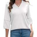 LA BAIESO 3/4 Length Sleeve Womens Tops Dressy Casual Blouses for Women 2025 Henley V Neck Shirts Loose Fit Tunic Tops Size M