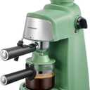 Ihomekee Espresso Machine, 3.5Bar Espresso and Cappuccino Machine with Preheating Function, 4 Cup Coffee Maker with Milk Frothing Function and Steam Wand (Green), CM6810