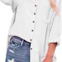 siliteelon Womens Button Down Shirts Cotton Long Sleeve Oversized Boyfriend Blouses Collared Dress Tops with Pockets (Small, All White)