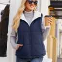 YUCOLEN Womens Puffer Vest Reversible Hooded Fleece Coat Quilted Zip Up Sleeveless Jacket Winter Outerwear with Pockets