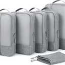 BAGSMART Compression Packing Cubes for Travel, 3 Set Packing Cubes for Carry on Suitcases, Compression Travel Cubes & Suitcase Organizer for Packing with Shoe Bag Grey