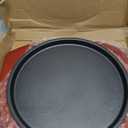 Non-Stick Cast Iron Grill Pan with Wooden Base, 7.4 Inch Round Sizzling Plate for Steak, Fajitas, Vegetables, and Seafood, Retains Heat for Induction Cooker