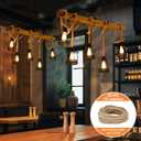 Helunsi 32.8ft Twisted Electric Rope Light, 18/2 Hemp Rope Covered Lamp Twisted Wire, 18-Gauge Vintage Light Pendant Cord, Antique Industrial Electrical Wire Rope