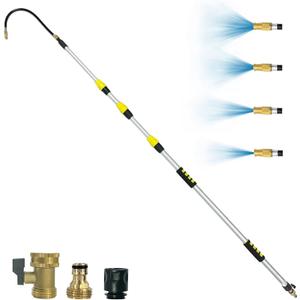 Buyplus 16FT(24FT Reach) Telescopic Gutter Cleaning Tools from the Ground, Long Reach Gutter Cleaner Wand with Hose Attachment, Rain Gutter Cleaner Tool with Extension Pole for 2nd Story House