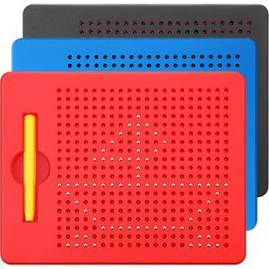 Yexiya 3 Pcs Magnetic Drawing Board for Kids, Toddler Travel Drawing Kit Magnet Sketch Thread Board with Stylus Pen and Beads Toy for Child Quiet Time Activities, 7 x 8.5 Inches