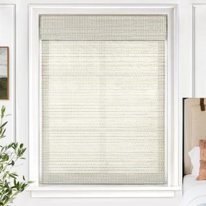 UNISHADES Cordless Bamboo Roman Shades for Windows, Blinds Size (22.5" W  48" H) Colour (Light Filtering Greystone)