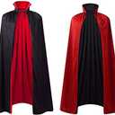 55" Stand Collar Reversible Cloak Masquerade Cape Costume, Black and Red(55"/140cm, Black and Red) : Clothing, Shoes & Jewelry