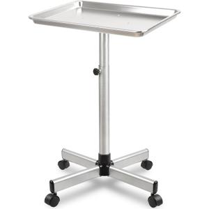 Salon Tray, Salon Color Tray with Adjustable Height, Salon Tray on Wheels, Salon Rolling Tray, Ideal Use As Tattoo TrayDental Tray (Silver)
