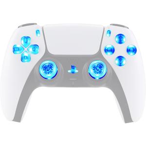 eXtremeRate Multi-Colors Luminated D-pad Thumbstick Share Option Home Face Buttons for PS5 Controller BDM-030 040 050, Clear Buttons 7 Colors 9 Modes DTF LED Kit for PS5 Controller - NO Controller (Transparent)
