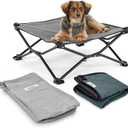 Coolaroo On-The-Go Elevated Dog Bed Kit – Portable & Cooling Travel Cot with HeatShield Fabric for Small Dogs, Lightweight & Compact, Includes Matching Carry Bag & Pacific Blue Bonus Cover, Small